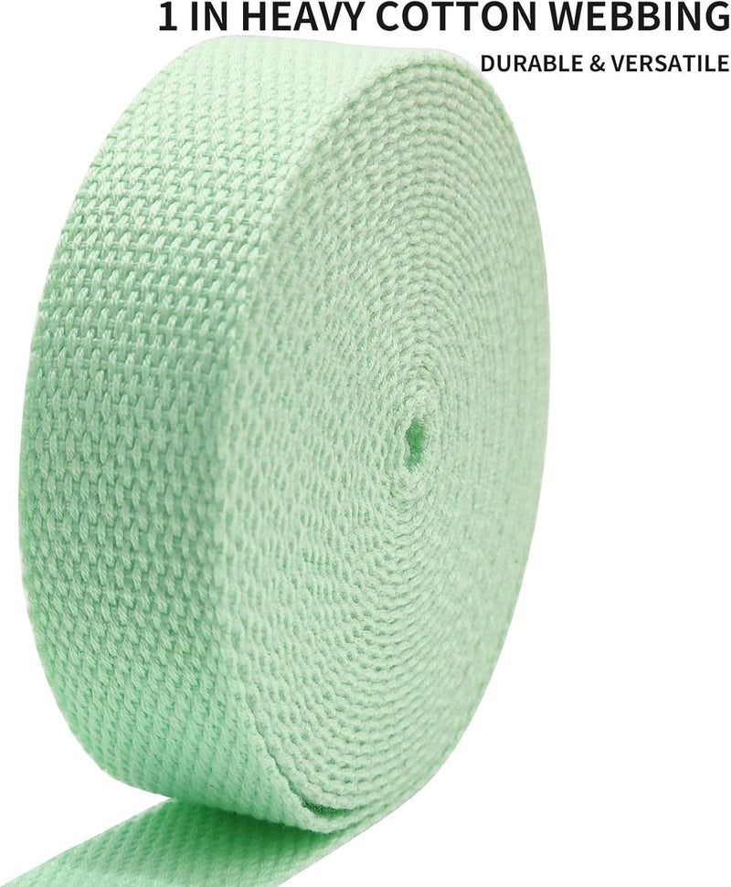 Evora 1 inch Cotton Webbing Braid Handles Bag Strap 15ft High Density Webbing Plain Weave Straps for Cloth Tote Bag, Pet Collars, DIY Projects, Crafts, Outdoor Accessories (Mint 5133) - Image 4
